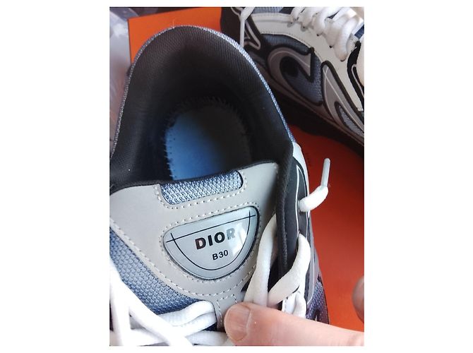 Autre Marque Baskets Dior B30 en cuir et toile technique Noir Blanc Bleu Gris - vue 6