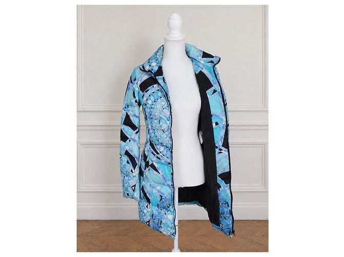 Piumino Emilio Pucci 100% seta e piumino d'oca – Taglia S Nero Bianco Blu - vista 2