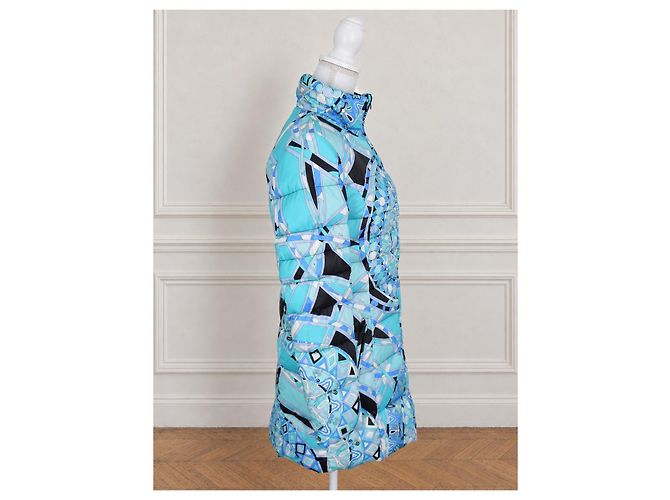 Piumino Emilio Pucci 100% seta e piumino d'oca – Taglia S Nero Bianco Blu - vista 3