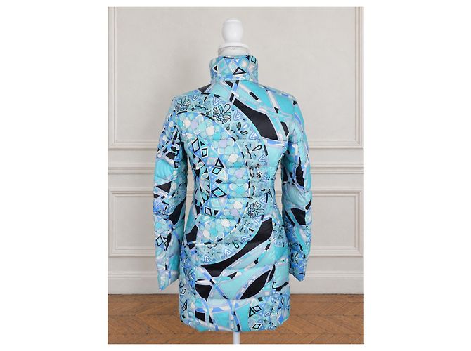 Piumino Emilio Pucci 100% seta e piumino d'oca – Taglia S Nero Bianco Blu - vista 4