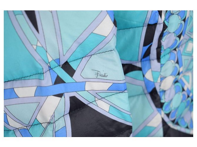 Piumino Emilio Pucci 100% seta e piumino d'oca – Taglia S Nero Bianco Blu - vista 5