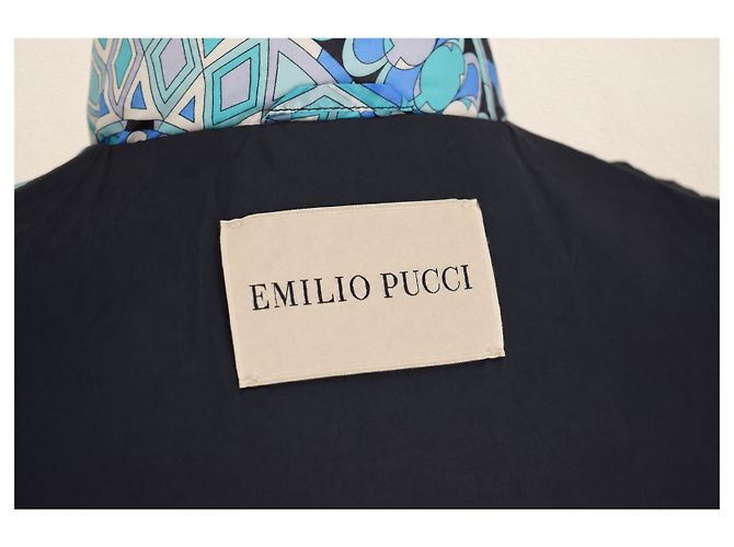 Piumino Emilio Pucci 100% seta e piumino d'oca – Taglia S Nero Bianco Blu - vista 7