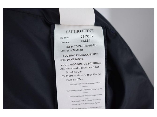 Piumino Emilio Pucci 100% seta e piumino d'oca – Taglia S Nero Bianco Blu - vista 8