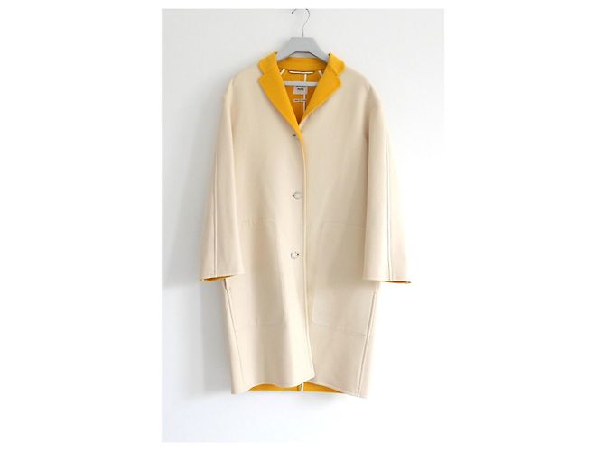 Casaco Hermès em Lã e Cashmere Creme e Amarelo Cru - vista 2