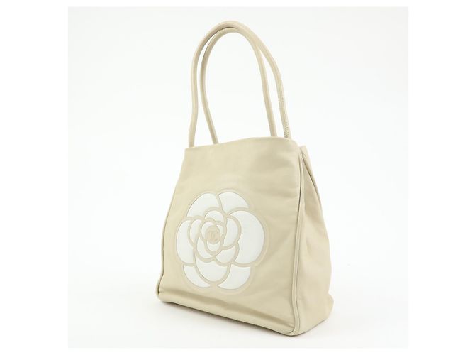 Chanel Camellia Lambskin Medium Beige - vista 3