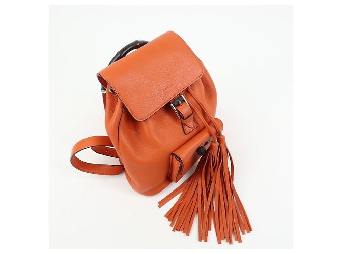 Gucci Bamboo Tassel Leather Mini Laranja - vista 4