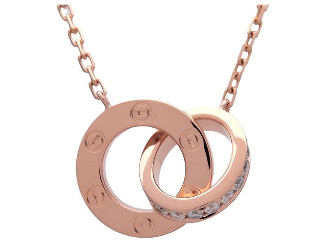 Cartier Love Interlocking Pave 18K Rose Gold and Diamonds Rosa - vista 2