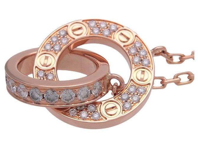Cartier Love Interlocking Pave 18K Rose Gold and Diamonds Rosa - vista 4