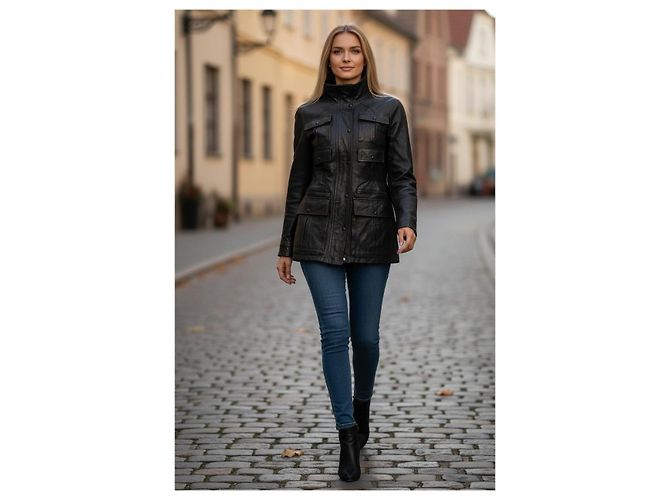 Timeless Chanel 07A Runway Utility-Jacke aus schwarzem Lammleder FR 40 - Ansicht 4