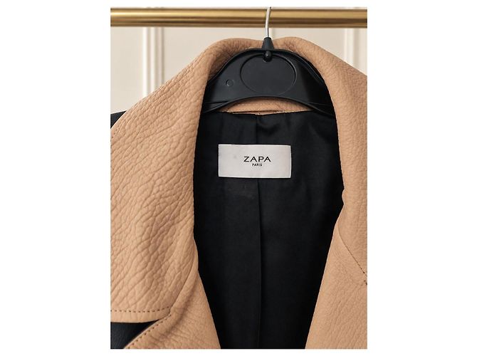 ZAPA Paris Lammleder Perfecto-Jacke – Schwarz beige weiß - Ansicht 3