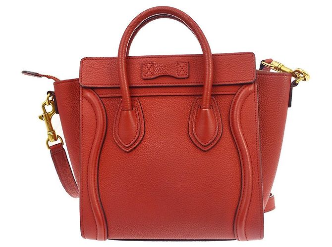 Céline Celine Luggage Grainy Leather Nano Rosso - vista 2