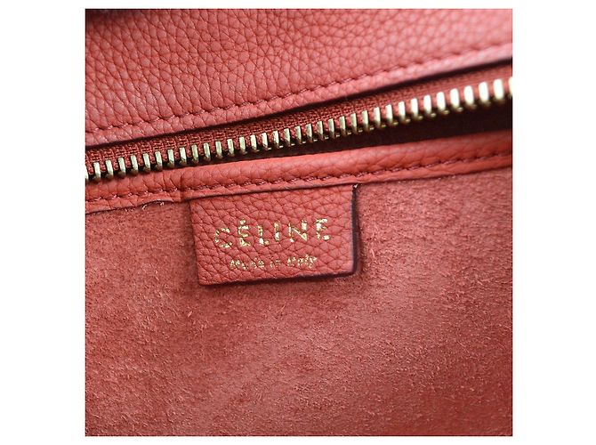 Céline Celine Luggage Grainy Leather Nano Rosso - vista 4