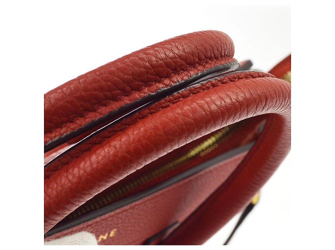 Céline Celine Luggage Grainy Leather Nano Rosso - vista 6