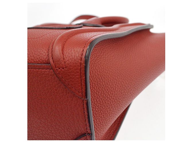 Céline Celine Luggage Grainy Leather Nano Rosso - vista 7