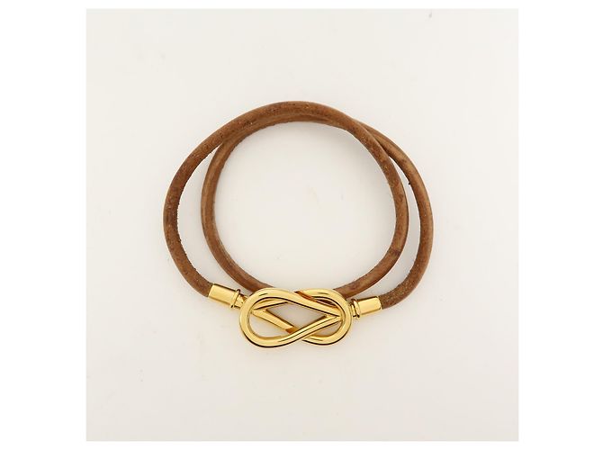 Hermès Jumbo Hook Choker in pelle intrecciata e metallo Marrone - vista 3