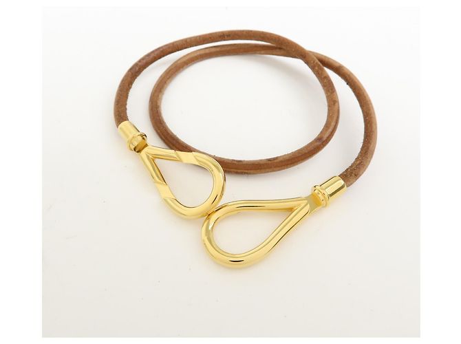 Hermès Jumbo Hook Choker in pelle intrecciata e metallo Marrone - vista 4