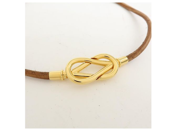 Hermès Jumbo Hook Choker in pelle intrecciata e metallo Marrone - vista 7
