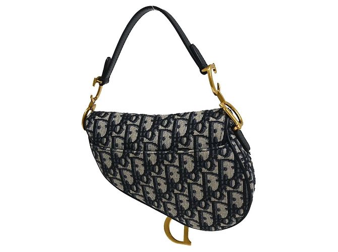 Christian Dior Saddle Oblique Canvas Mini Azul marino - vista 2