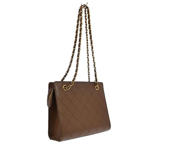 Chanel Vintage Front Pocket Quilted Lambskin Medium Marrone - vista 2