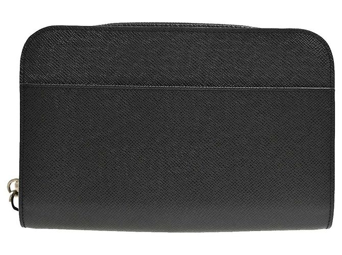 Louis Vuitton Pochette Baikal Clutch Taiga Leather Noir - vue 2