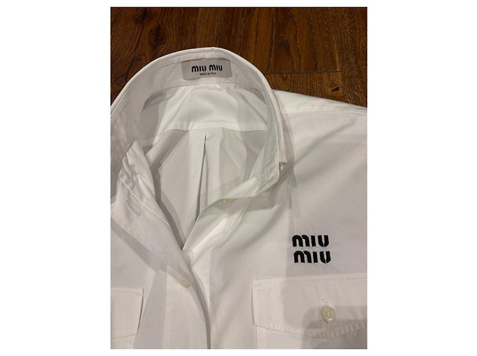 Miu Miu Cropped Hemd aus weißer Baumwolle - Ansicht 6