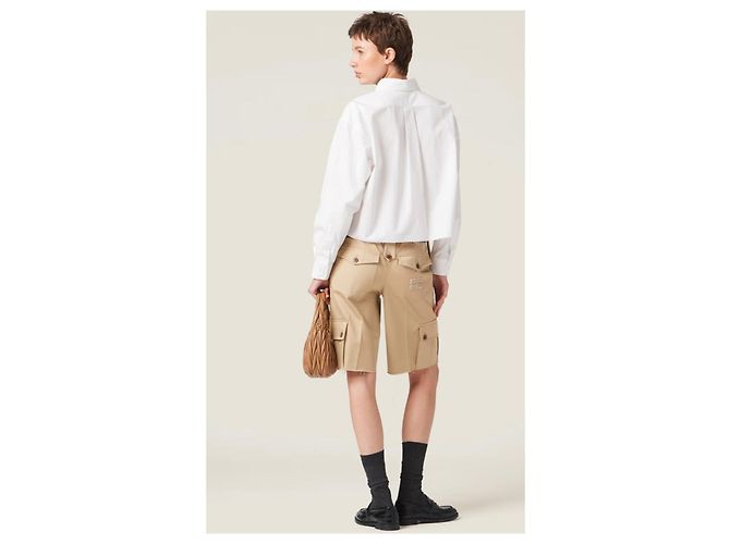 Miu Miu Cropped Hemd aus weißer Baumwolle - Ansicht 8