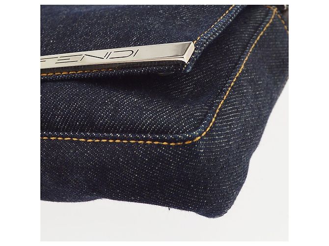 Borsa Baguette Convertible Fendi Denim Medium Blu - vista 6