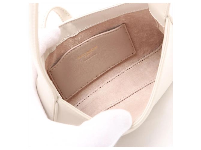 Autre Marque Saint Laurent Le 5 a 7 Hobo Leather Mini Beige - vista 6