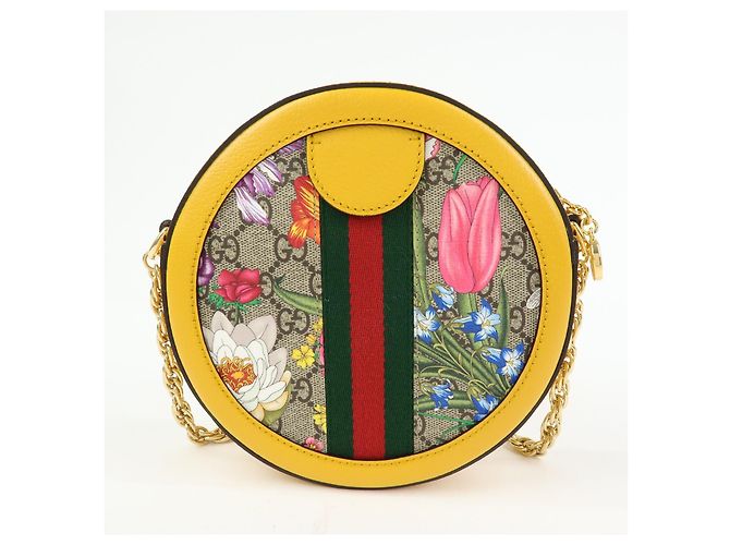 Gucci Ophidia Round Flora GG Coated Canvas Mini Gelb - Ansicht 2