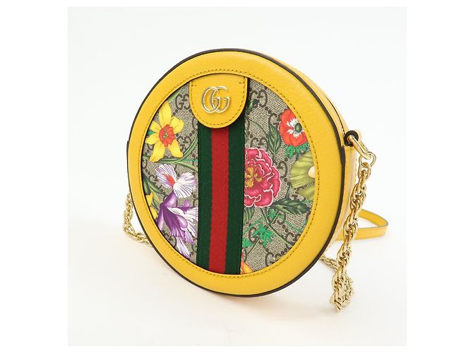 Gucci Ophidia Round Flora GG Coated Canvas Mini Gelb - Ansicht 3