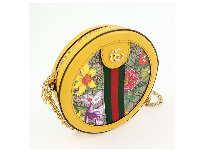 Gucci Ophidia Round Flora GG Coated Canvas Mini Gelb - Ansicht 4