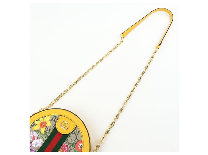 Gucci Ophidia Round Flora GG Coated Canvas Mini Gelb - Ansicht 6