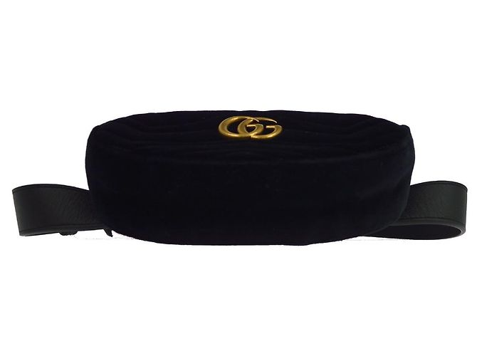 Cintura Gucci GG Marmont in velluto matelassé decorata Nero - vista 6