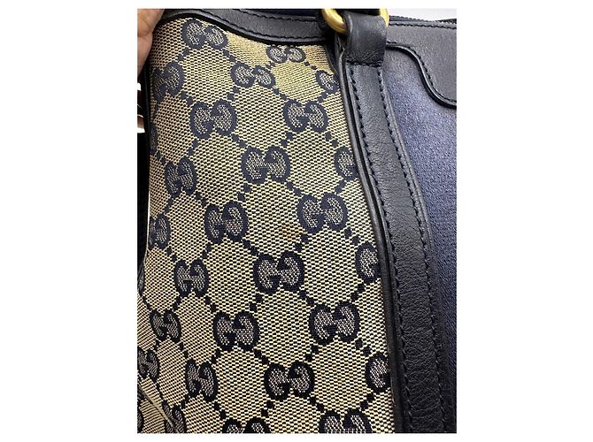 Bamboo Borsa Boston Gucci in tela monogram con strisce Nero Rosso Beige - vista 11