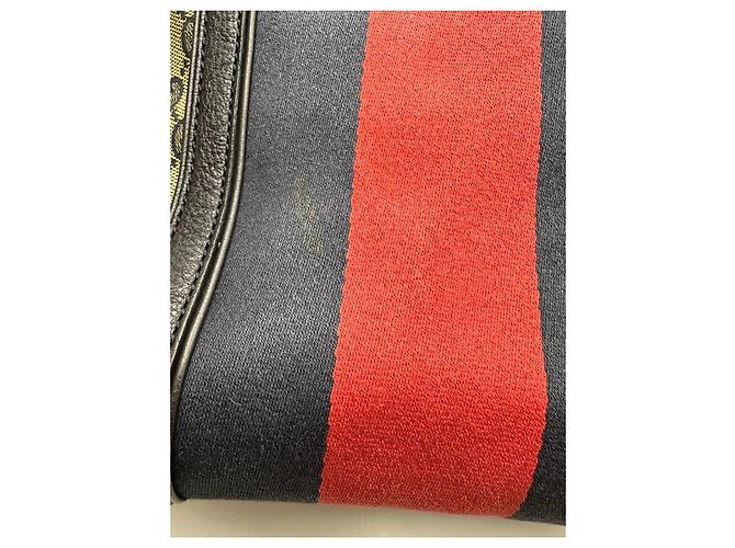 Bamboo Borsa Boston Gucci in tela monogram con strisce Nero Rosso Beige - vista 14