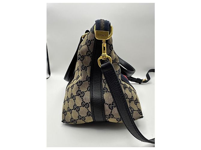 Bamboo Borsa Boston Gucci in tela monogram con strisce Nero Rosso Beige - vista 4