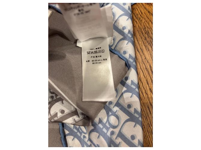 Autre Marque Dior Oblique Seidentuch Weiß Blau Grau - Ansicht 3