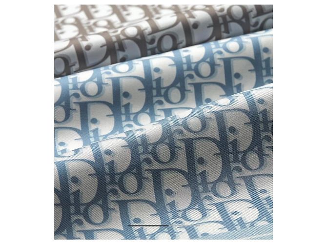 Autre Marque Dior Oblique Seidentuch Weiß Blau Grau - Ansicht 6
