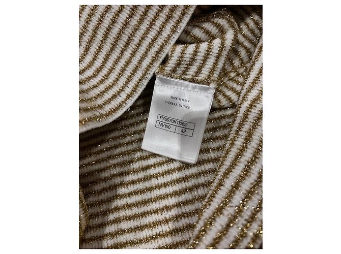Cardigan Chanel in maglia bianco e oro a righe D'oro - vista 4