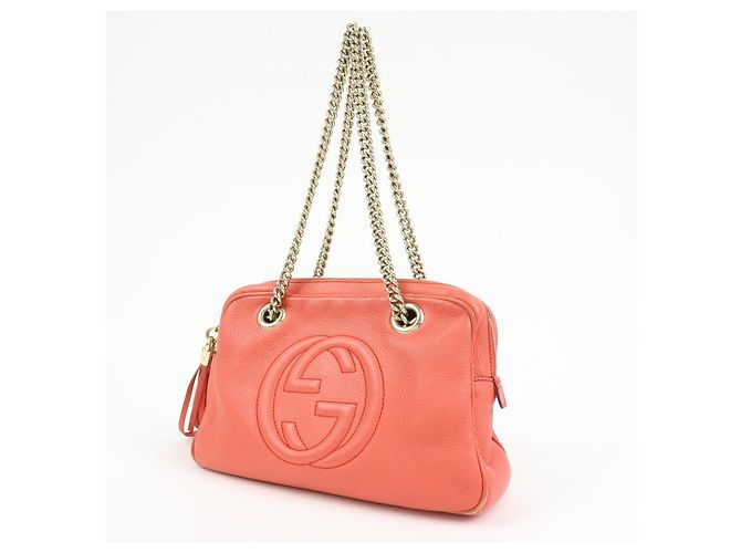 Gucci Soho Chain Zip Leather Medium Rosa - vista 3