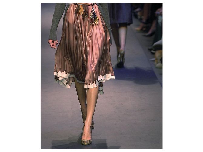Prada Seidenrock Trompe L’oeil Print Herbst 2004 Rosa Pink - Ansicht 3