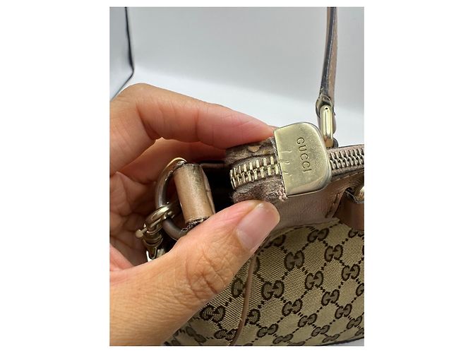 Borsa Tote Gucci Princy in tela monogram e pelle Marrone Beige - vista 12