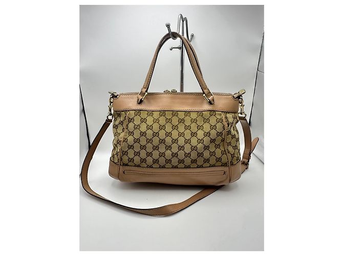 Borsa Tote Gucci Princy in tela monogram e pelle Marrone Beige - vista 2