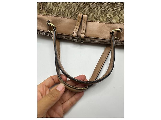 Borsa Tote Gucci Princy in tela monogram e pelle Marrone Beige - vista 3