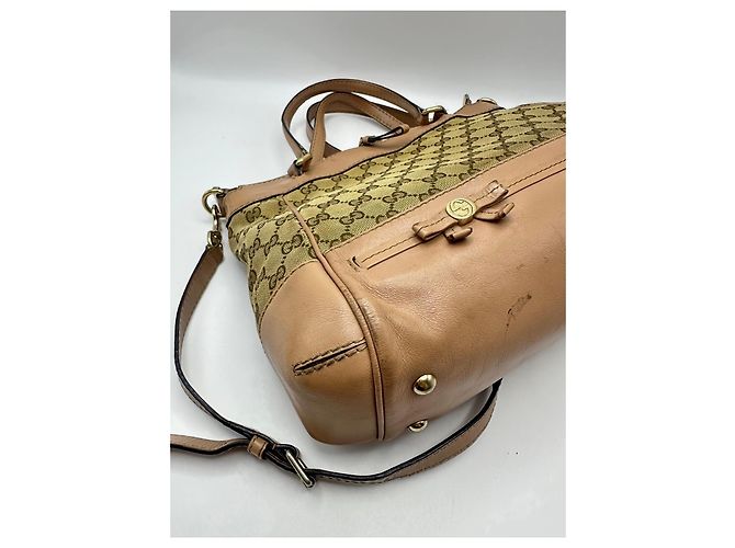 Borsa Tote Gucci Princy in tela monogram e pelle Marrone Beige - vista 5