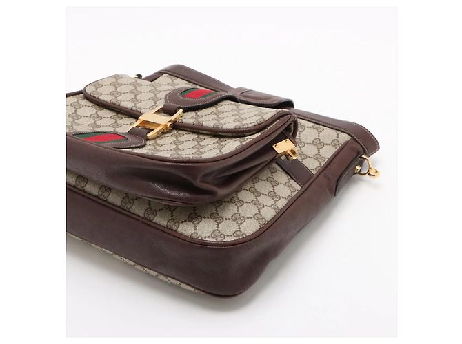 Gucci Sherry bamboo Canvas Large Bege - vista 3