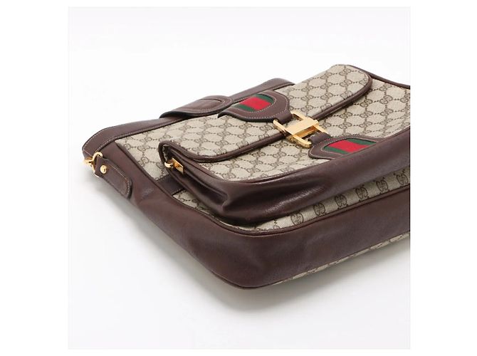 Gucci Sherry bamboo Canvas Large Bege - vista 4