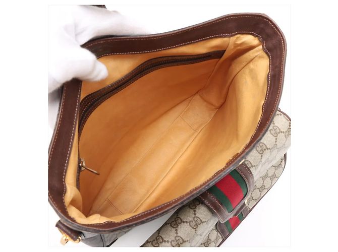 Gucci Sherry bamboo Canvas Large Bege - vista 6
