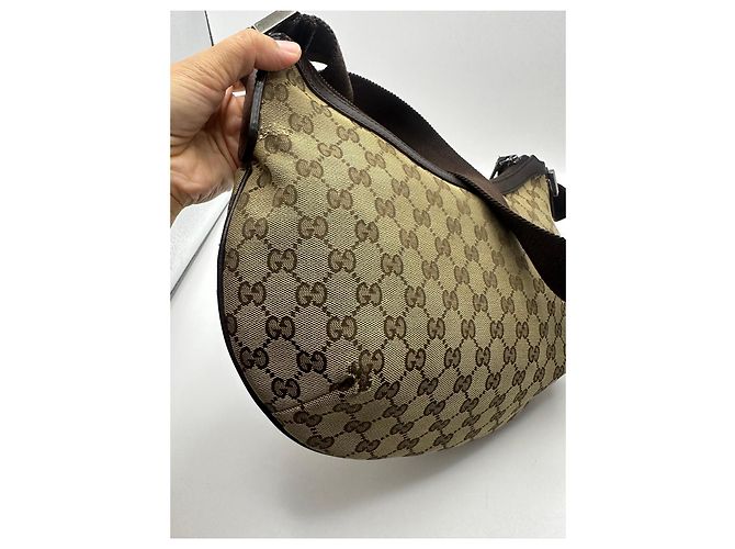 Gucci Hobo-Tasche aus Monogramm-Canvas Braun Beige - Ansicht 7