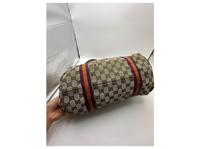 Borsa Tote Gucci in tela monogramma Marrone Beige Arancione Porpora - vista 10